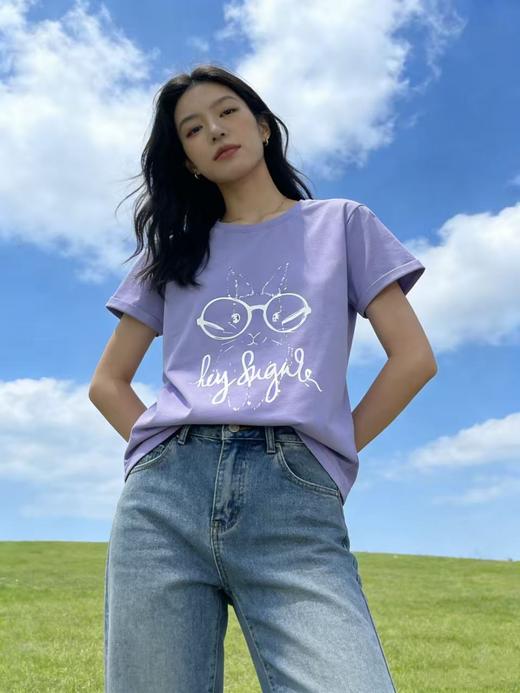 性价比天花板【自营】卡通兔印花！7058精梳棉95%圆领短袖T恤上衣-喜出 商品图8