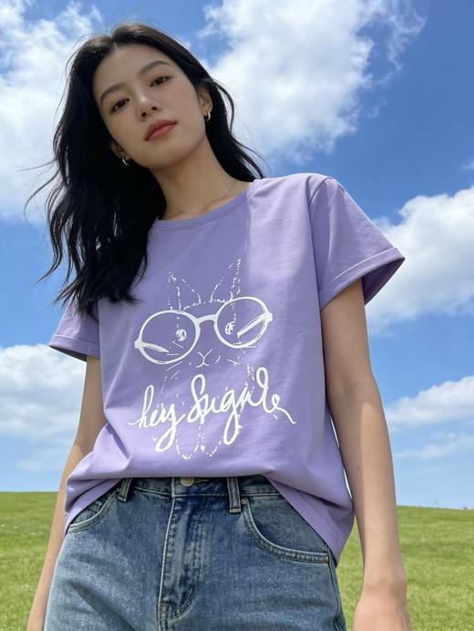 性价比天花板【自营】卡通兔印花！7058精梳棉95%圆领短袖T恤上衣-喜出 商品图9