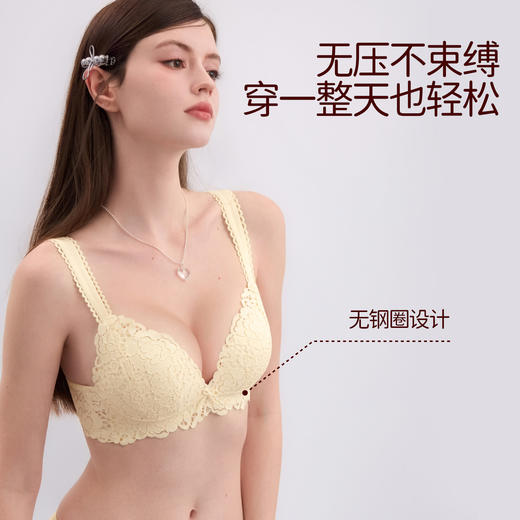 好奇蜜斯蕾丝夏季无钢圈性感内衣女聚拢小胸2026新款文胸罩宽肩带-维姬 商品图3