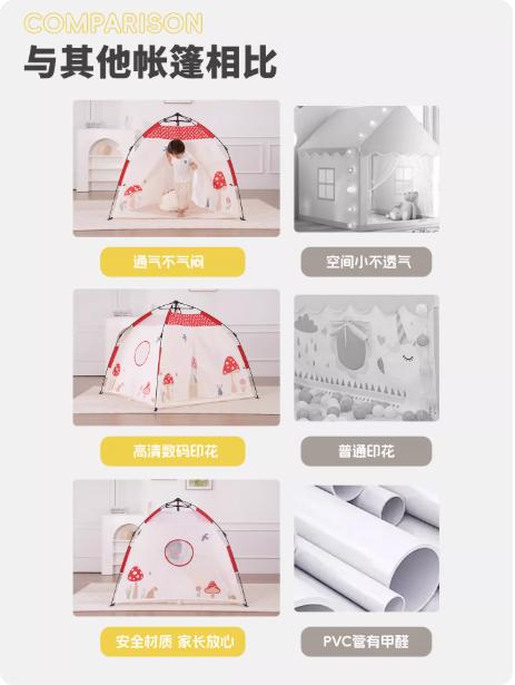 asweets儿童帐篷室内户外一键开遮阳便携式免搭建宝宝睡觉小房子 商品图4