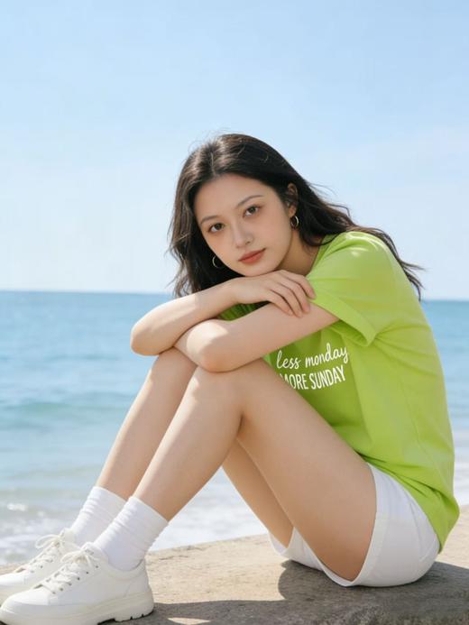 性价比天花板【自营】双排字母MORE SUNDAY！7893 精梳棉95%圆领短袖T恤上衣-喜出 商品图1