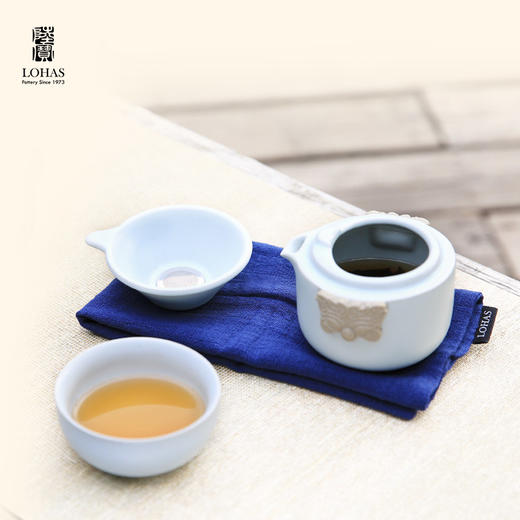 台湾陆宝茶具快客杯旅行茶器户外一壶一杯配茶滤易泡壶春秋随手泡天青月白 商品图4