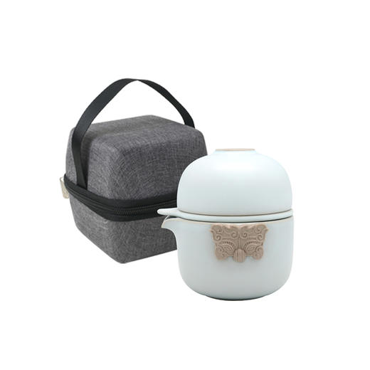 台湾陆宝茶具快客杯旅行茶器户外一壶一杯配茶滤易泡壶春秋随手泡天青月白 商品图1