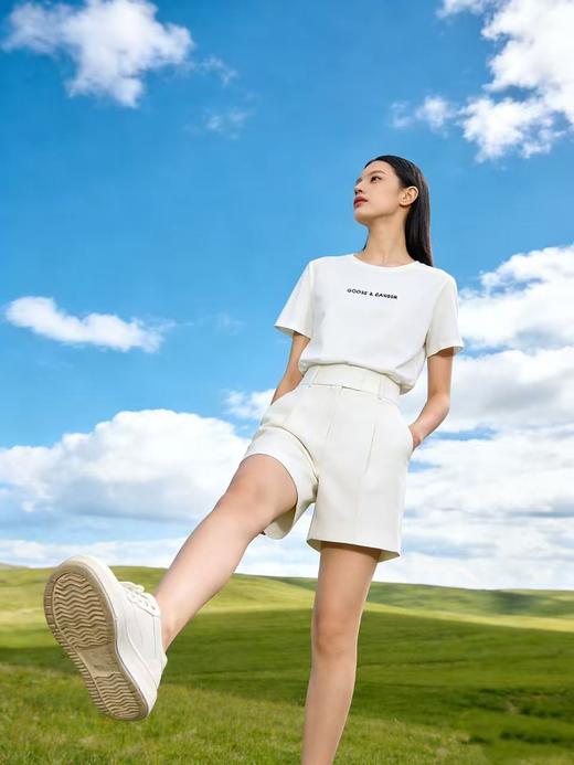 性价比天花板【自营】精致G&G字母刺绣！6319精梳棉95%圆领简约短袖T恤上衣-喜出 商品图6