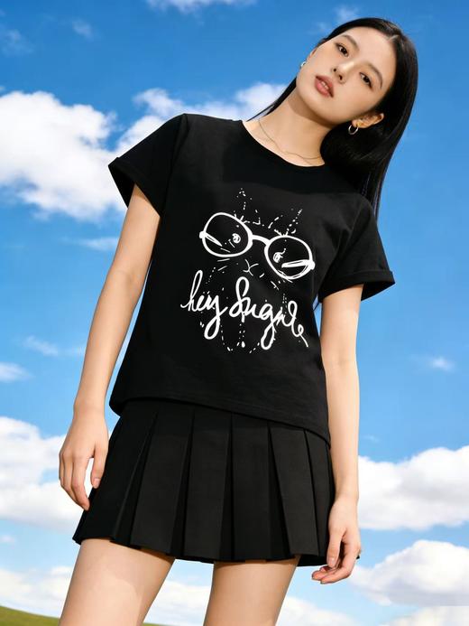 性价比天花板【自营】卡通兔印花！7058精梳棉95%圆领短袖T恤上衣-喜出 商品图3