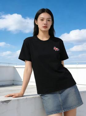 【自营】“小马印花”仿真刺绣精梳棉！95%棉圆领简约休闲短袖T恤上衣-喜出