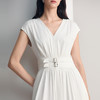 EITIE爱特爱时尚V领法式大气显瘦高腰连衣裙2026夏新款8607333 商品缩略图5