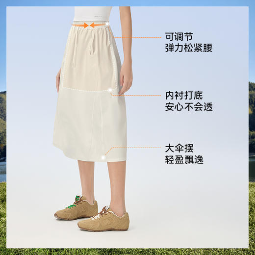 MOLYVIVI魔力薇薇轻质休闲半裙女吸湿速干防晒内衬过膝中长裙高腰显瘦透气 商品图2