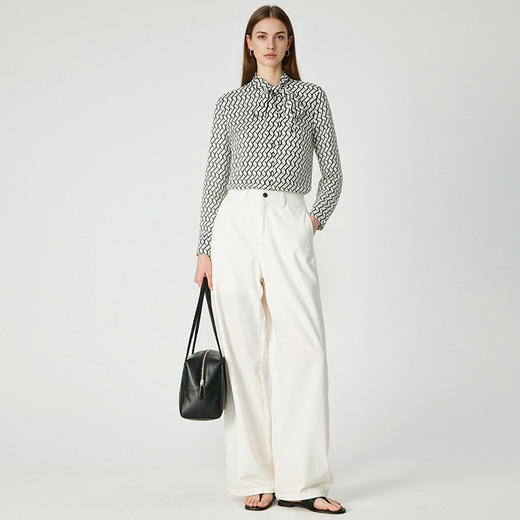 EITIE爱特爱气质飘带通勤百搭印花衬衫上衣春新款8109801 商品图1