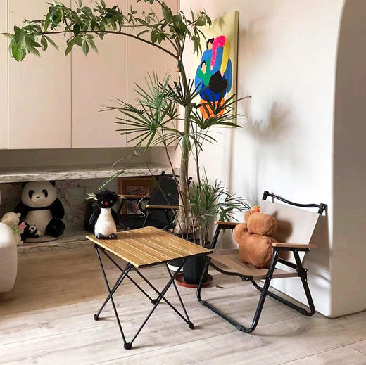 严选 | 老巴丁户外折叠蛋卷桌  黑色/原木色 可选大小 商品图2