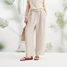 初棉色织亚麻宽松长裤37361801 | 质感面料、透气舒适、日常休闲百搭、宽松版型设计、自在不束缚