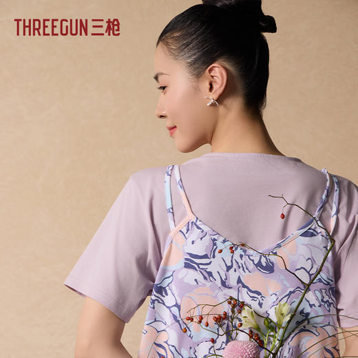 Threegun三枪 冰泉棉印花吊带女家居裙-T70031A01 商品图1