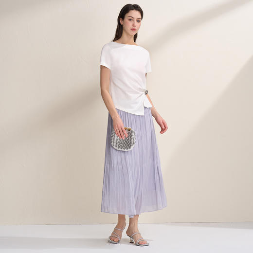 EITIE爱特爱不对称褶皱收腰正肩显瘦时尚短袖T恤上衣2026夏新款B2602202 商品图5