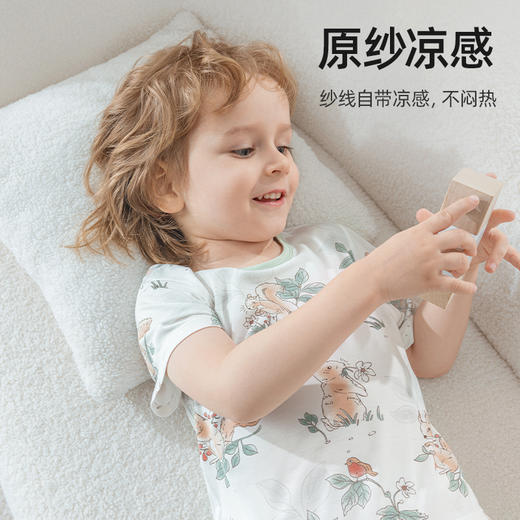 贝肽斯儿童睡衣套装夏季薄款短袖男女孩宝宝优可丝家居空调服新款 商品图5