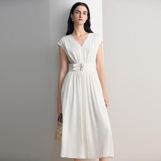 EITIE爱特爱时尚V领法式大气显瘦高腰连衣裙2026夏新款8607333 商品图2