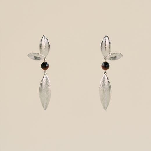 戏叶游蝶耳钉-银 商品图0