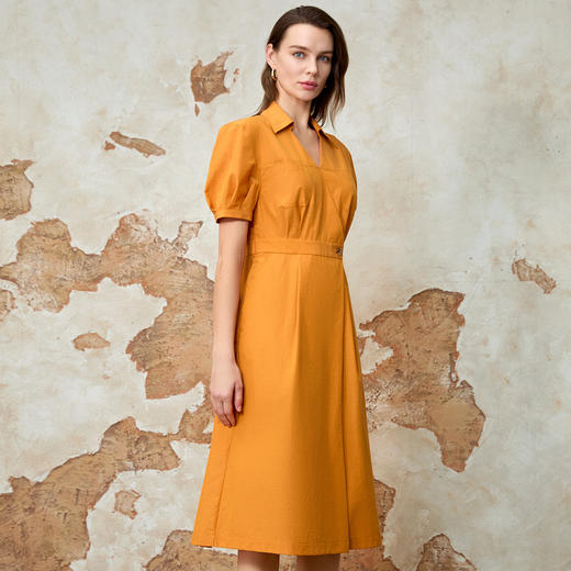 EITIE爱特爱通勤显瘦气质翻领收腰连衣裙夏新款8207950 商品图2