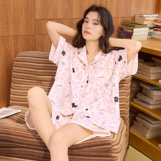 【初夏焕新】自然醒软眠女士家居服100%棉短袖开衫睡衣QH 商品图5