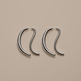 弯月耳环-银