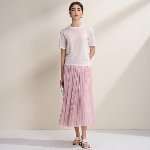 EITIE爱特爱垂坠飘逸流光纱裙A字压褶中长款半身裙2026夏季新款B2606218 商品图3