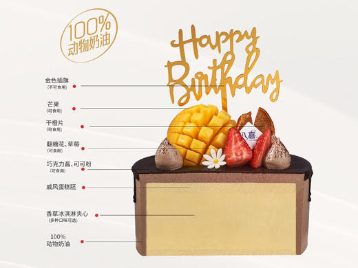⭐【巧克力鲜果】冰淇淋/水果生日蛋糕 商品图2