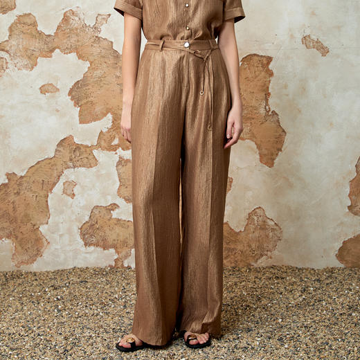 EITIE爱特爱时尚复古高腰利落阔腿休闲裤夏季新款8205904 商品图1