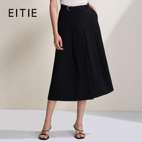 EITIE爱特爱气质廓形通勤百搭黑色裙裤七分裤阔腿裤2026夏季新款B2605208