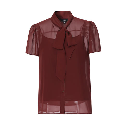 EITIE爱特爱气质飘带显瘦直筒短袖衬衫上衣夏新款8209909 商品图11