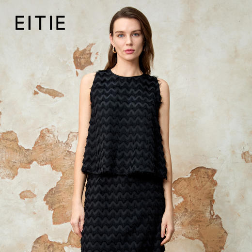 EITIE爱特爱优雅气质宽松廓形无袖小上衣夏季新款8213920 商品图0