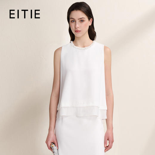 EITIE爱特爱优雅气质领口珠片宽松廓形无袖小上衣夏季新款B2513616 商品图1