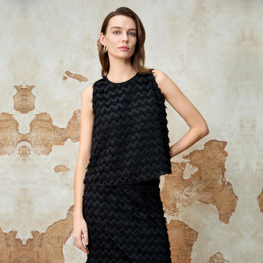 EITIE爱特爱优雅气质宽松廓形无袖小上衣夏季新款8213920 商品图1