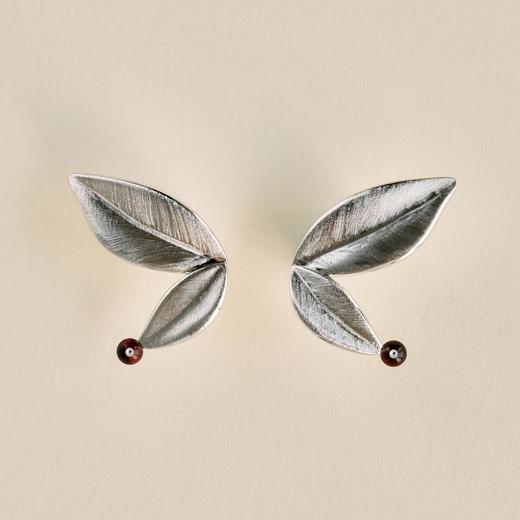 秋叶蝶耳钉-银 商品图0