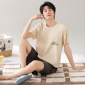 【春夏上新】自然醒染夏家居服男睡衣100%纯棉套装短袖短裤大码夏薄款四季通用高级感家居服QH