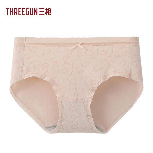 Threegun三枪 高支弹力棉印花中腰女三角裤-T40026B01 商品图0