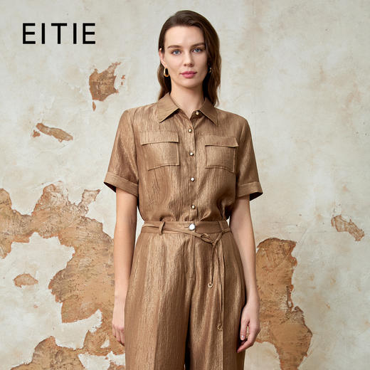 EITIE爱特爱气质复古直筒百搭衬衫夏季新款8209907 商品图0