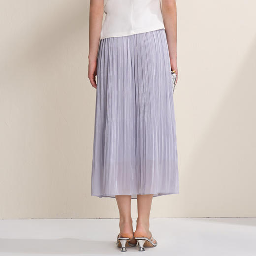 EITIE爱特爱垂坠飘逸流光纱裙A字压褶中长款半身裙2026夏季新款B2606218 商品图10