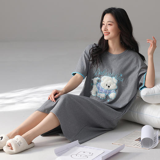 【春夏上新】自然醒柔梦女士家居服（带胸垫）100%棉短袖裙QH 商品图11