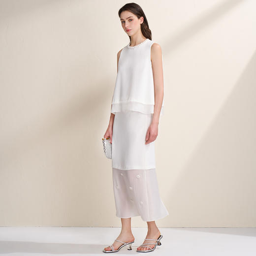 EITIE爱特爱优雅气质领口珠片宽松廓形无袖小上衣夏季新款B2513616 商品图3