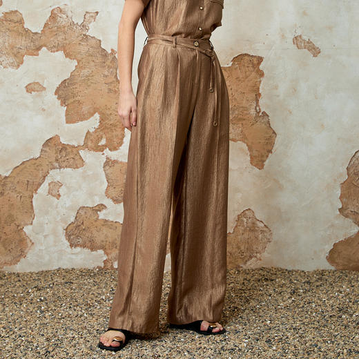 EITIE爱特爱时尚复古高腰利落阔腿休闲裤夏季新款8205904 商品图2