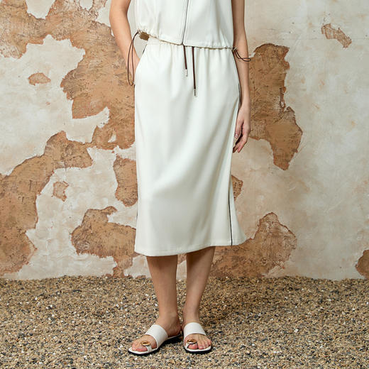 EITIE爱特爱舒适直筒抽绳松紧腰休闲显瘦半身裙夏季新款8206913 商品图2