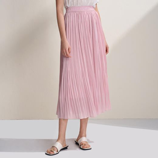 EITIE爱特爱垂坠飘逸流光纱裙A字压褶中长款半身裙2026夏季新款B2606218 商品图4