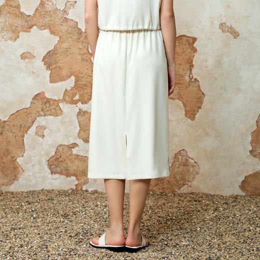 EITIE爱特爱舒适直筒抽绳松紧腰休闲显瘦半身裙夏季新款8206913 商品图4