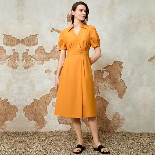 EITIE爱特爱通勤显瘦气质翻领收腰连衣裙夏新款8207950 商品图1