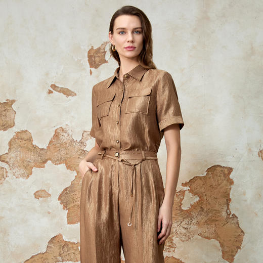 EITIE爱特爱气质复古直筒百搭衬衫夏季新款8209907 商品图1