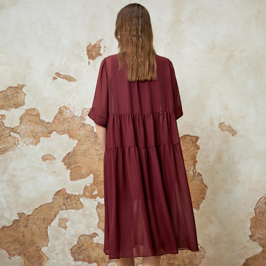 EITIE爱特爱宽松压褶拼接直筒显瘦连衣裙夏季新款8207952 商品图5