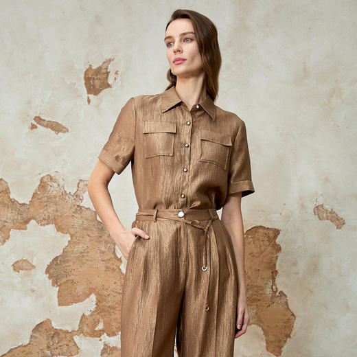 EITIE爱特爱气质复古直筒百搭衬衫夏季新款8209907 商品图2