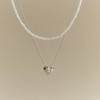 花契爱心双层项链-银 商品缩略图0