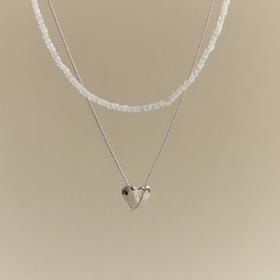 花契爱心双层项链-银