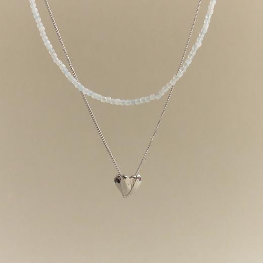 花契爱心双层项链-银 商品图0