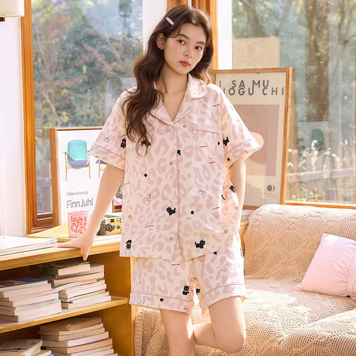 【初夏焕新】自然醒软眠女士家居服100%棉短袖开衫睡衣QH 商品图1